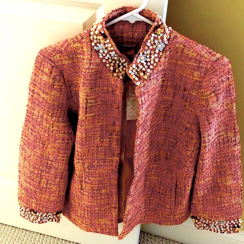 New Woman's Embellished Tweed Jacket  Size: Chico's size 1
